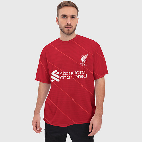 Мужская футболка оверсайз Салах Ливерпуль форма 202122 / 3D-принт – фото 3