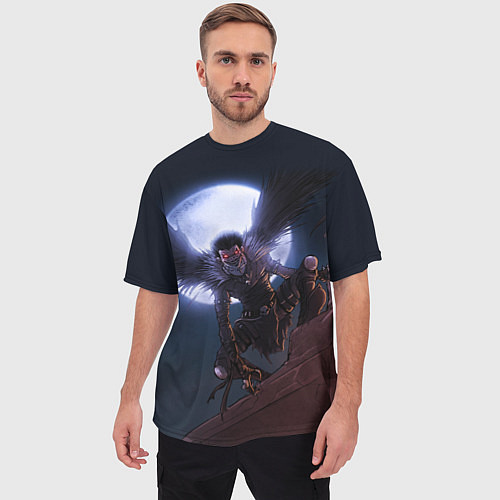 Мужская футболка оверсайз РЮК на фоне луны / 3D-принт – фото 3