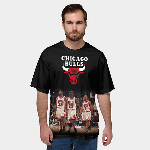 Мужская футболка оверсайз CHICAGO BULLS 3 / 3D-принт – фото 3