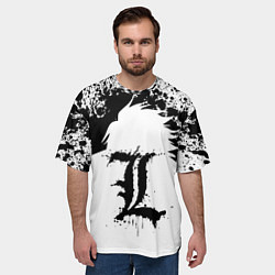 Футболка оверсайз мужская Death Note черная краска, цвет: 3D-принт — фото 2