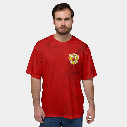 Мужская футболка оверсайз СБОРНАЯ РОССИИ 2021 ФОРМА / 3D-принт – фото 3