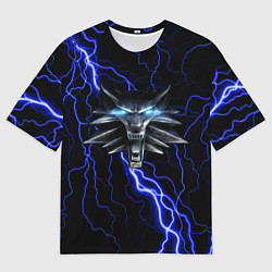 Футболка оверсайз мужская THE WITCHER МОЛНИЯ BLUE, цвет: 3D-принт