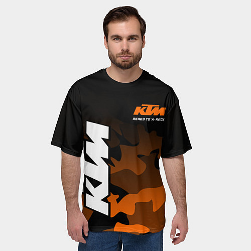 Мужская футболка оверсайз KTM MOTORCYCLES КТМ МОТОЦИКЛ / 3D-принт – фото 3