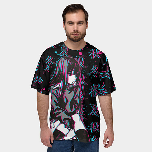 Мужская футболка оверсайз Sad Anime Girl / 3D-принт – фото 3