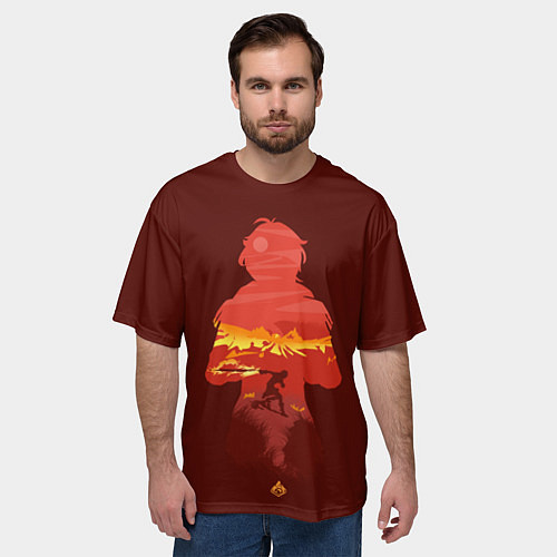 Мужская футболка оверсайз Genshin Impact Diluc / 3D-принт – фото 3