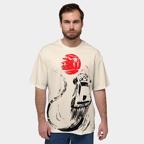 Мужская футболка оверсайз Flying car / 3D-принт – фото 3