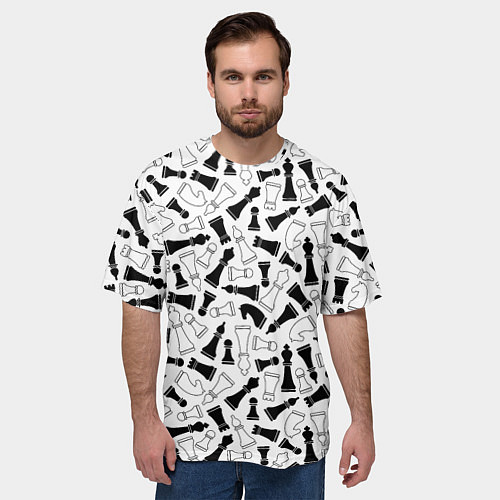 Мужская футболка оверсайз Шахматы / 3D-принт – фото 3