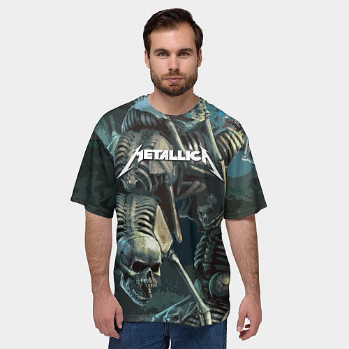 Мужская футболка оверсайз Metallica Metal Skull / 3D-принт – фото 3