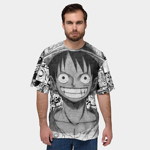 Мужская футболка оверсайз Луфи улыбается one piece / 3D-принт – фото 3
