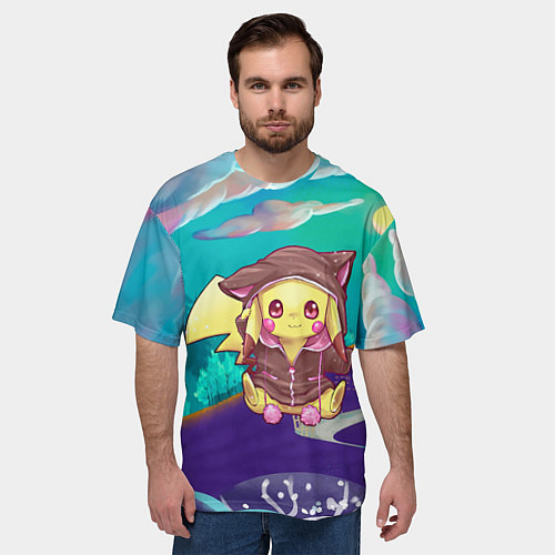 Мужская футболка оверсайз Покемон в костюме / 3D-принт – фото 3