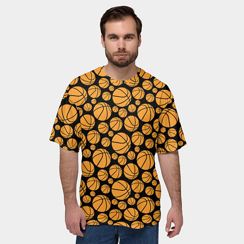 Мужская футболка оверсайз Баскетбольные Мячи / 3D-принт – фото 3