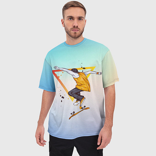 Мужская футболка оверсайз Скейтер / 3D-принт – фото 3
