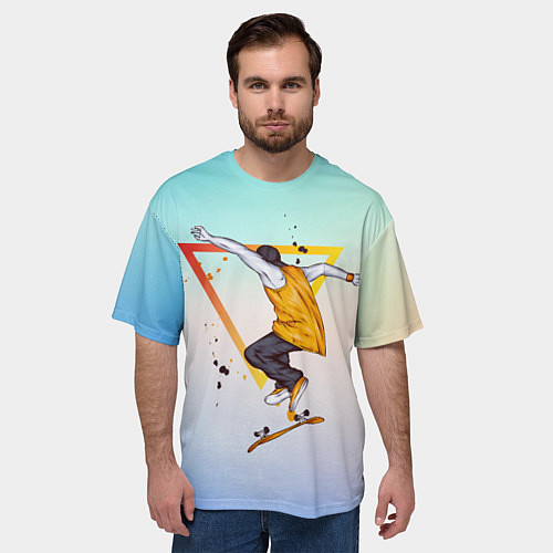 Мужская футболка оверсайз Скейтер / 3D-принт – фото 3
