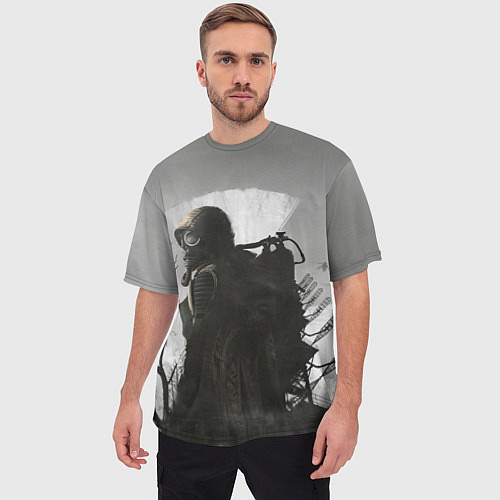 Мужская футболка оверсайз STALKER 2 Gray / 3D-принт – фото 3