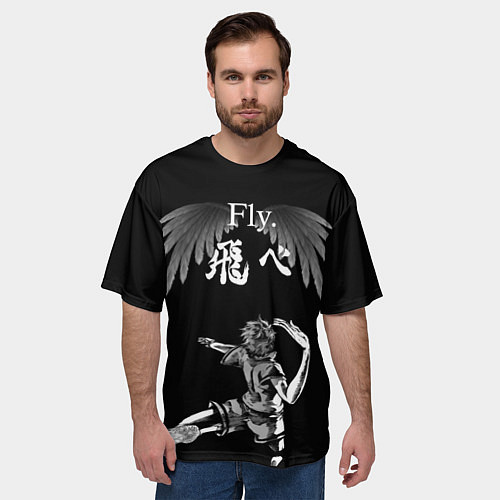 Мужская футболка оверсайз FLY ХИНАТА / 3D-принт – фото 3