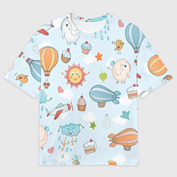 Футболка оверсайз мужская Детские рисунки, цвет: 3D-принт