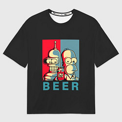 Футболка оверсайз мужская Гомер х Бендер, цвет: 3D-принт