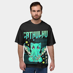 Футболка оверсайз мужская CatHulhu, цвет: 3D-принт — фото 2