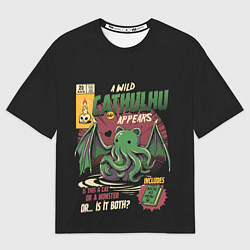 Футболка оверсайз мужская Кот Ктулху, цвет: 3D-принт