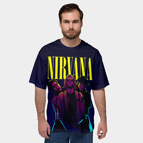 Мужская футболка оверсайз Nirvana Neon / 3D-принт – фото 3