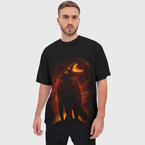 Мужская футболка оверсайз DARK WOLF / 3D-принт – фото 3