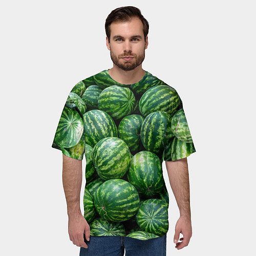 Мужская футболка оверсайз Арбузы / 3D-принт – фото 3