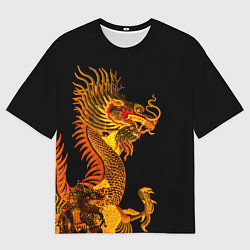 Футболка оверсайз мужская Золотой китайский дракон, цвет: 3D-принт