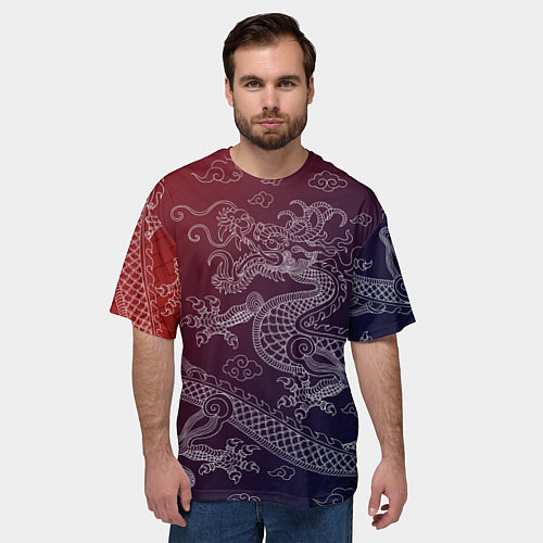 Мужская футболка оверсайз Традиционный китайский дракон / 3D-принт – фото 3