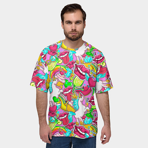 Мужская футболка оверсайз Губы фреш / 3D-принт – фото 3