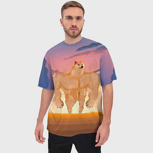 Мужская футболка оверсайз Мем собака качок DOGE / 3D-принт – фото 3