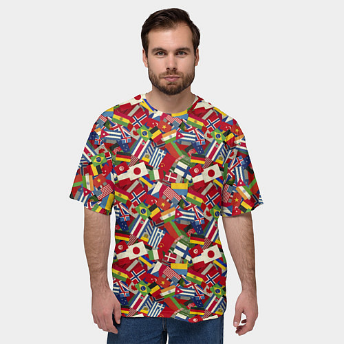 Мужская футболка оверсайз Страны Мира / 3D-принт – фото 3