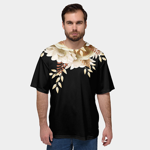 Мужская футболка оверсайз Золотые Цветы / 3D-принт – фото 3