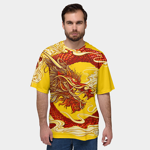 Мужская футболка оверсайз Китайский Дракон, China Dragon / 3D-принт – фото 3