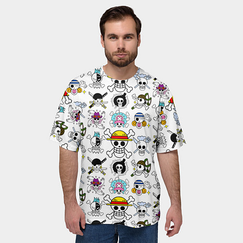 Мужская футболка оверсайз Веселые Роджеры пиратов Соломенной Шляпы / 3D-принт – фото 3