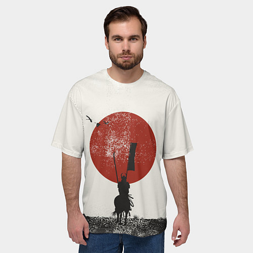 Мужская футболка оверсайз Самурай на коне / 3D-принт – фото 3