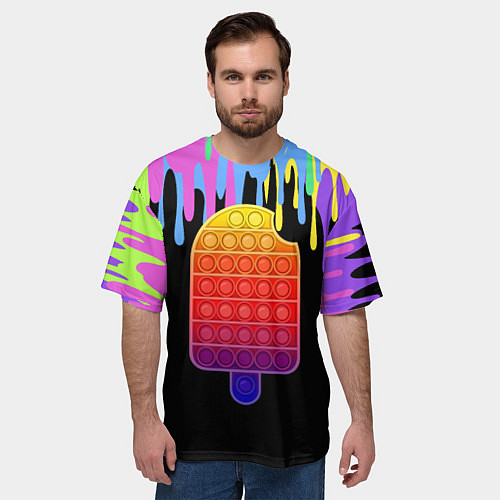 Мужская футболка оверсайз ICE CREAM POP-IT / 3D-принт – фото 3