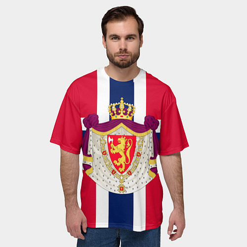 Мужская футболка оверсайз Норвегия Флаг и герб Норвегии / 3D-принт – фото 3
