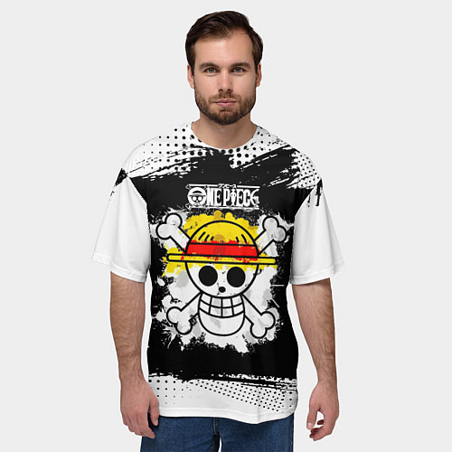 Мужская футболка оверсайз Весёлый Роджер пиратов Соломенной Шляпы / 3D-принт – фото 3