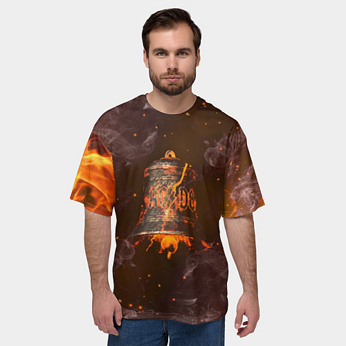 Мужская футболка оверсайз ACDC HELLS BELLS Z / 3D-принт – фото 3
