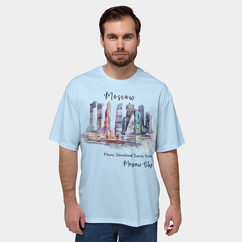 Мужская футболка оверсайз Москва-Сити / 3D-принт – фото 3