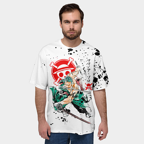 Мужская футболка оверсайз Ророноа Зоро пират Соломенной Шляпы / 3D-принт – фото 3