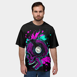 Футболка оверсайз мужская Череп с наушниками, цвет: 3D-принт — фото 2