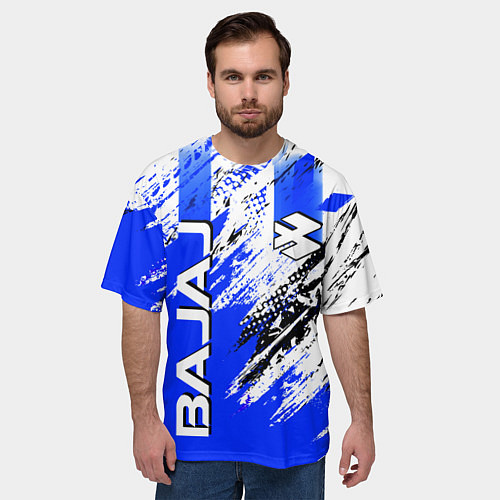 Мужская футболка оверсайз BAJAJ БАДЖАДЖ МОТОСПОРТ / 3D-принт – фото 3
