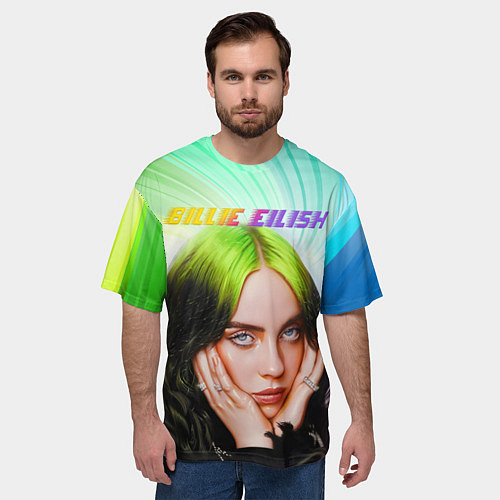 Мужская футболка оверсайз BILLIE EILISH БИЛЛИ АЙЛИШ Z / 3D-принт – фото 3