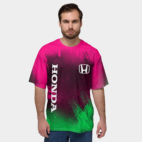 Мужская футболка оверсайз NEON HONDA НЕОН ХОНДА / 3D-принт – фото 3