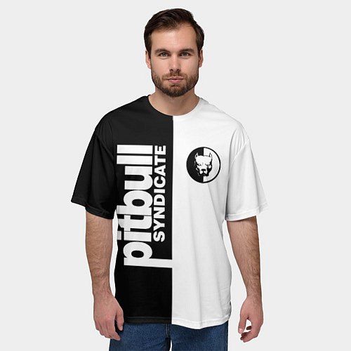 Мужская футболка оверсайз PITBULL SYNDICATE ПИТБУЛЬ / 3D-принт – фото 3