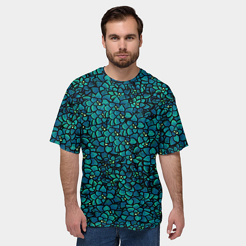 Мужская футболка оверсайз Цветы 2 / 3D-принт – фото 3
