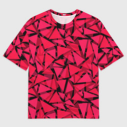 Мужская футболка оверсайз Красно-черный полигональный