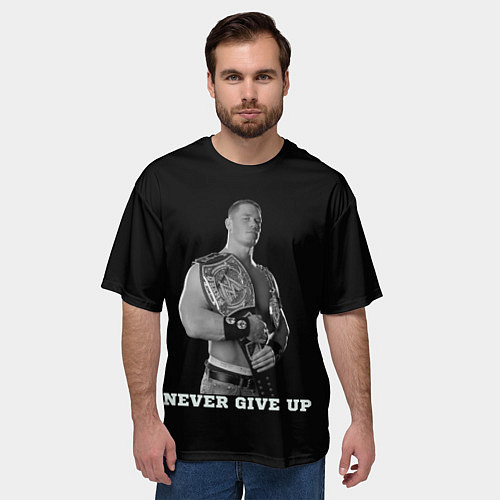 Мужская футболка оверсайз Never give up / 3D-принт – фото 3