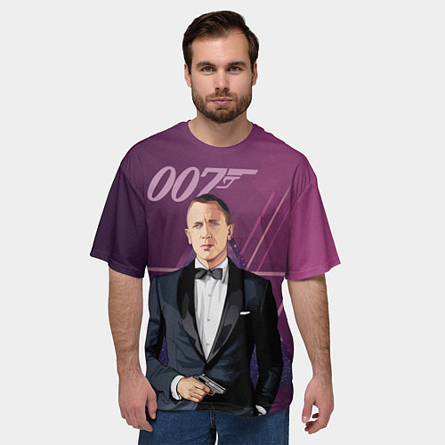 Мужская футболка оверсайз Агент 007 Джеймс Бонд / 3D-принт – фото 3